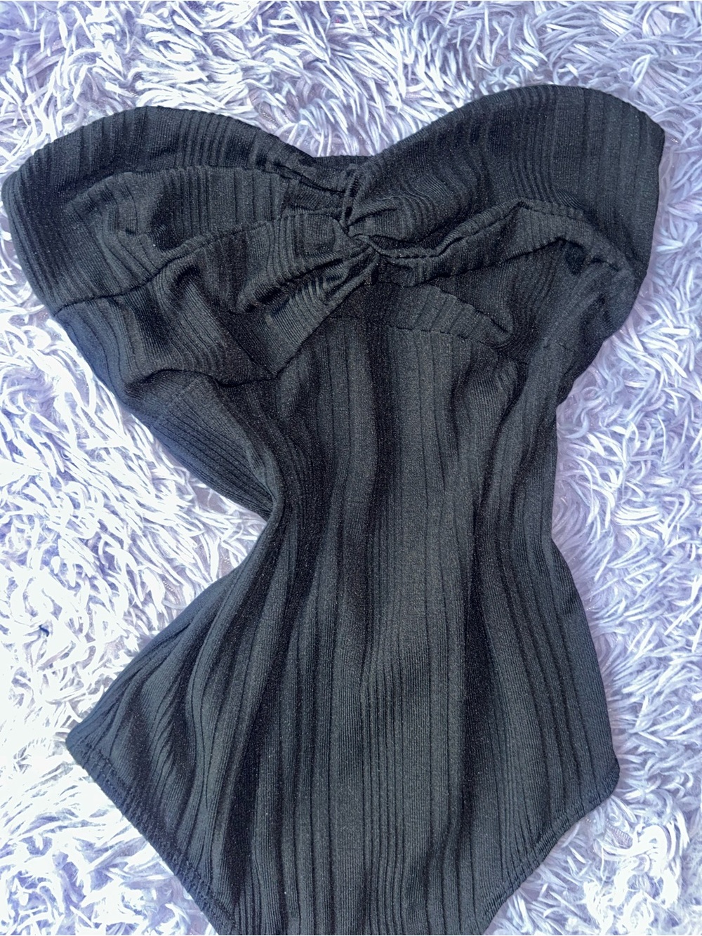 Blue Blush Black Ribbed Strapless Bodysuit